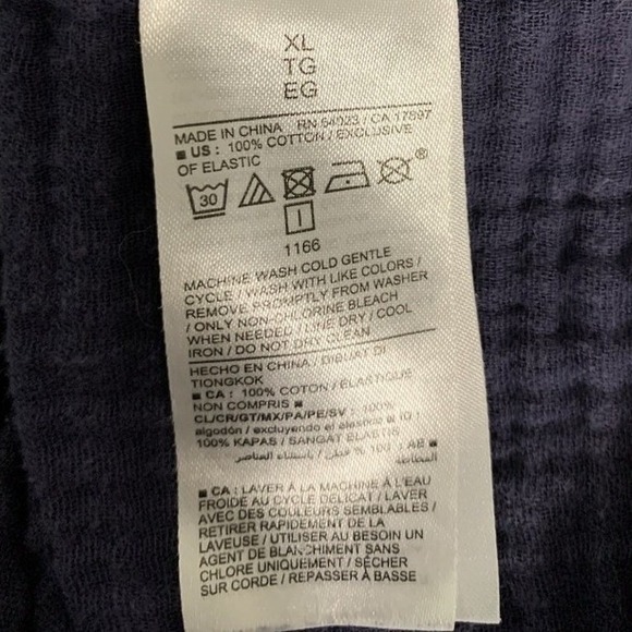 Old Navy Cotton Gauze Midi Dress Womens XL Navy Blue Smocked Tiered Boho - Picture 4 of 10